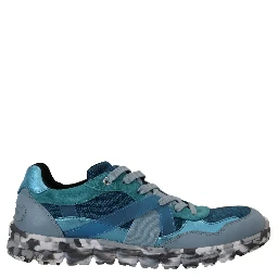 Blue Gray Leather Sport Low Top Sneakers
