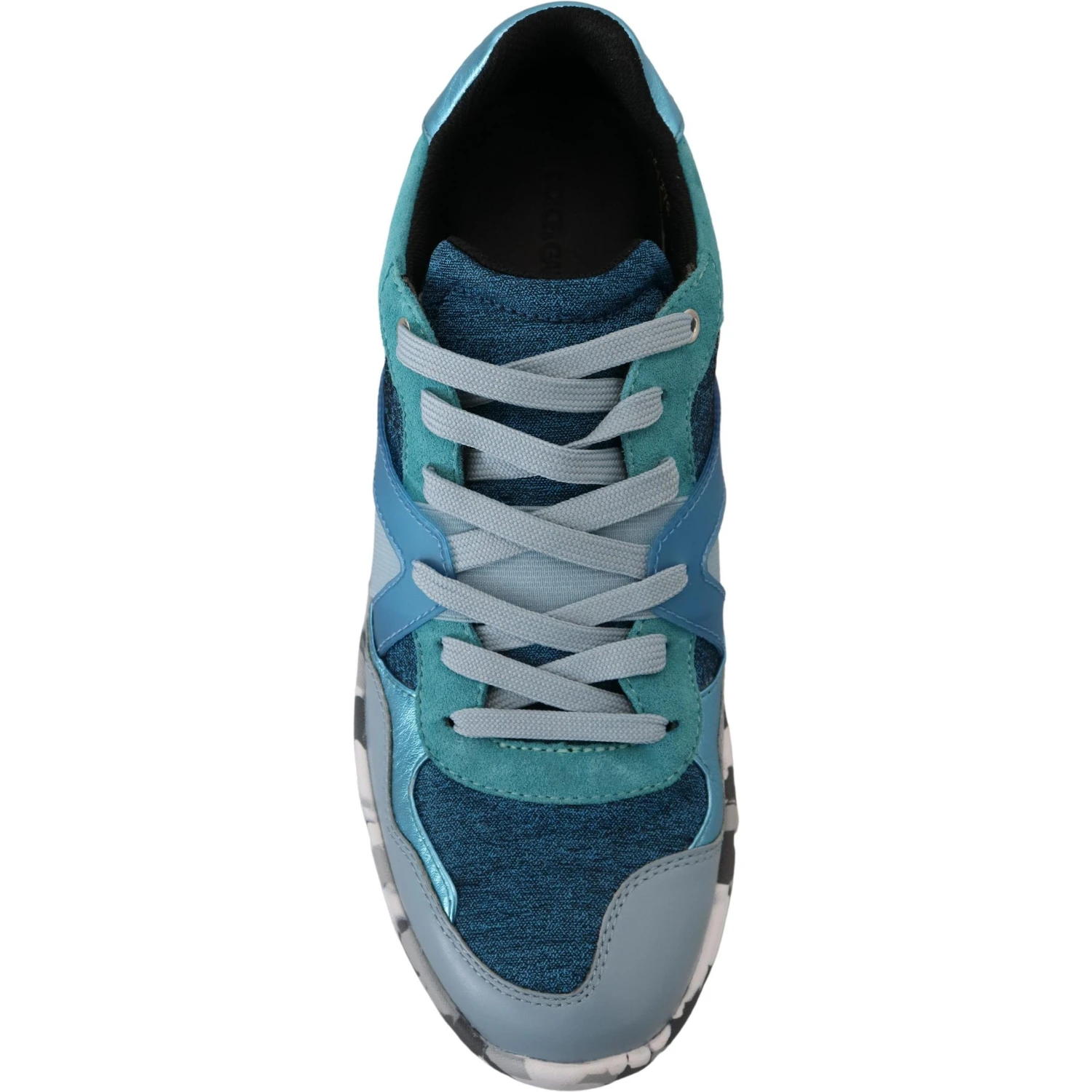 Blue Gray Leather Sport Low Top Sneakers