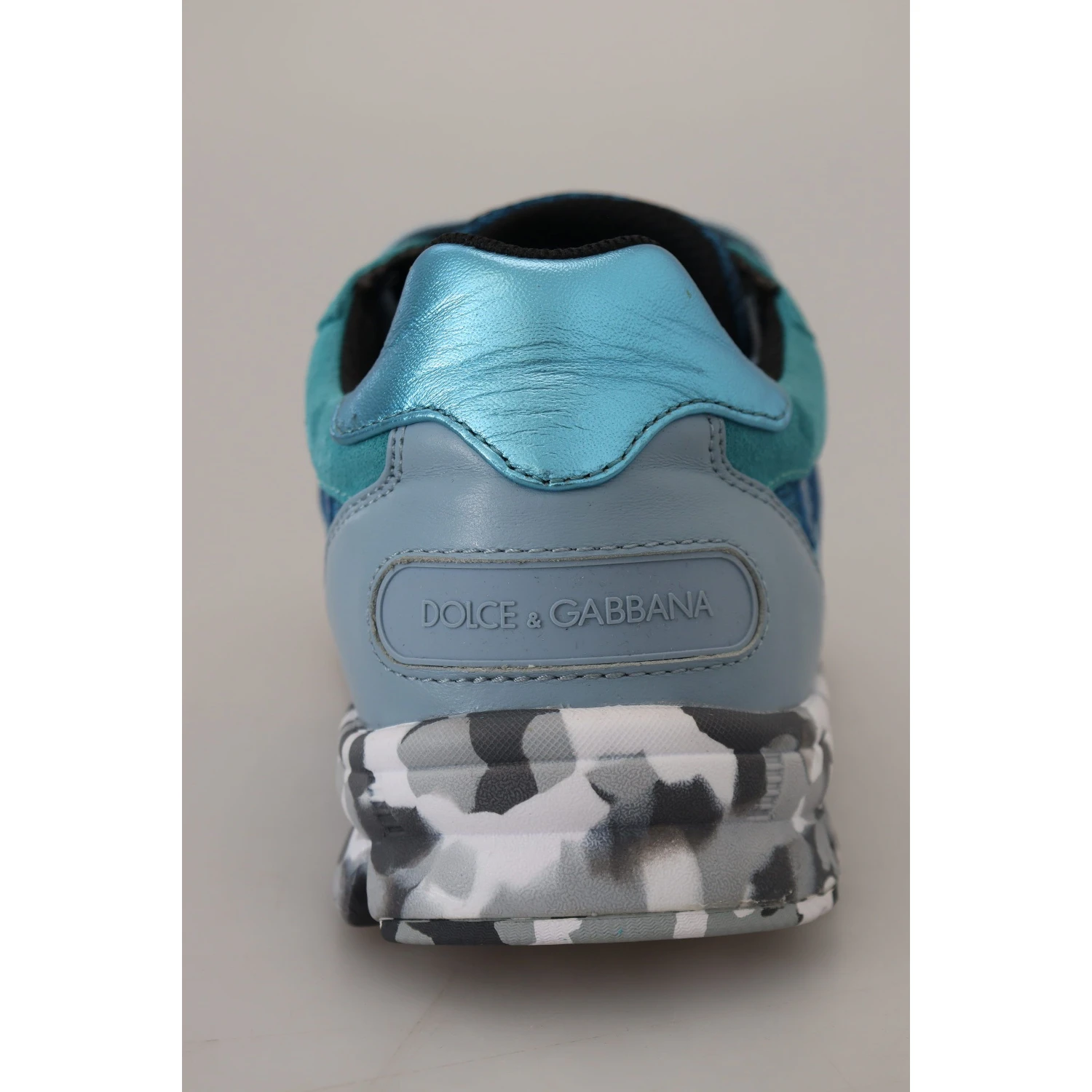 Blue Gray Leather Sport Low Top Sneakers