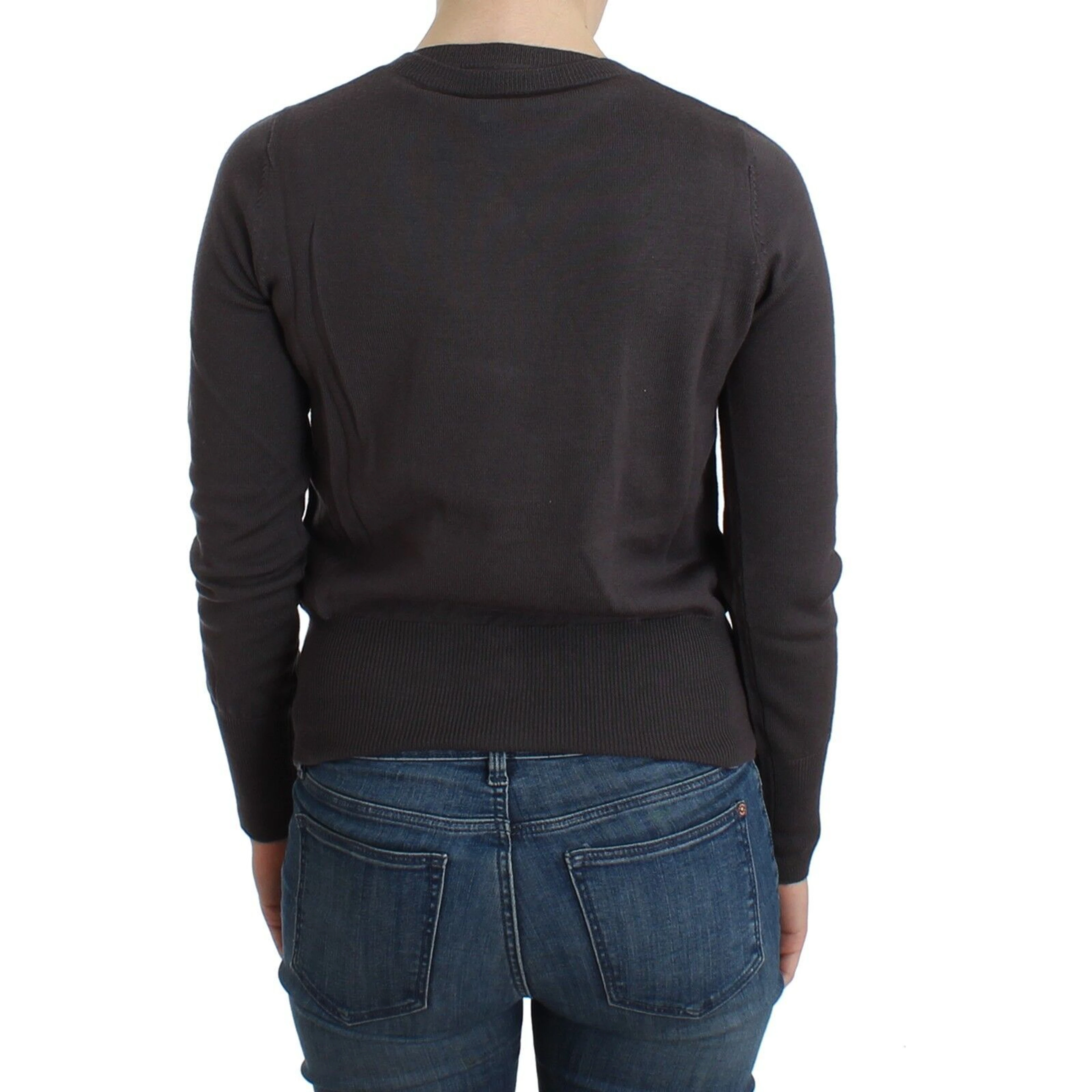 Purple Wool Sequined Cardigan Knit Sweater