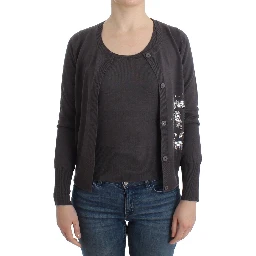 Purple Wool Sequined Cardigan Knit Sweater