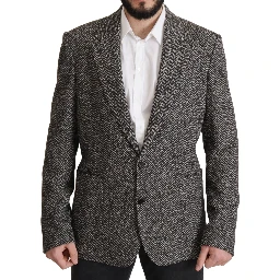 Gray Cotton Single Breasted Fantasy Blazer