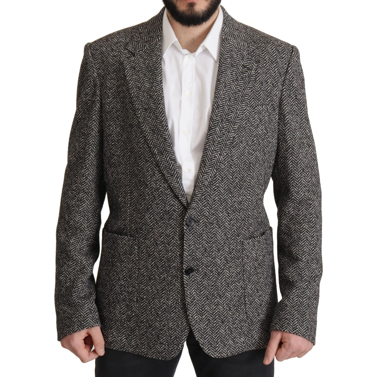 Gray Cotton Single Breasted Fantasy Blazer