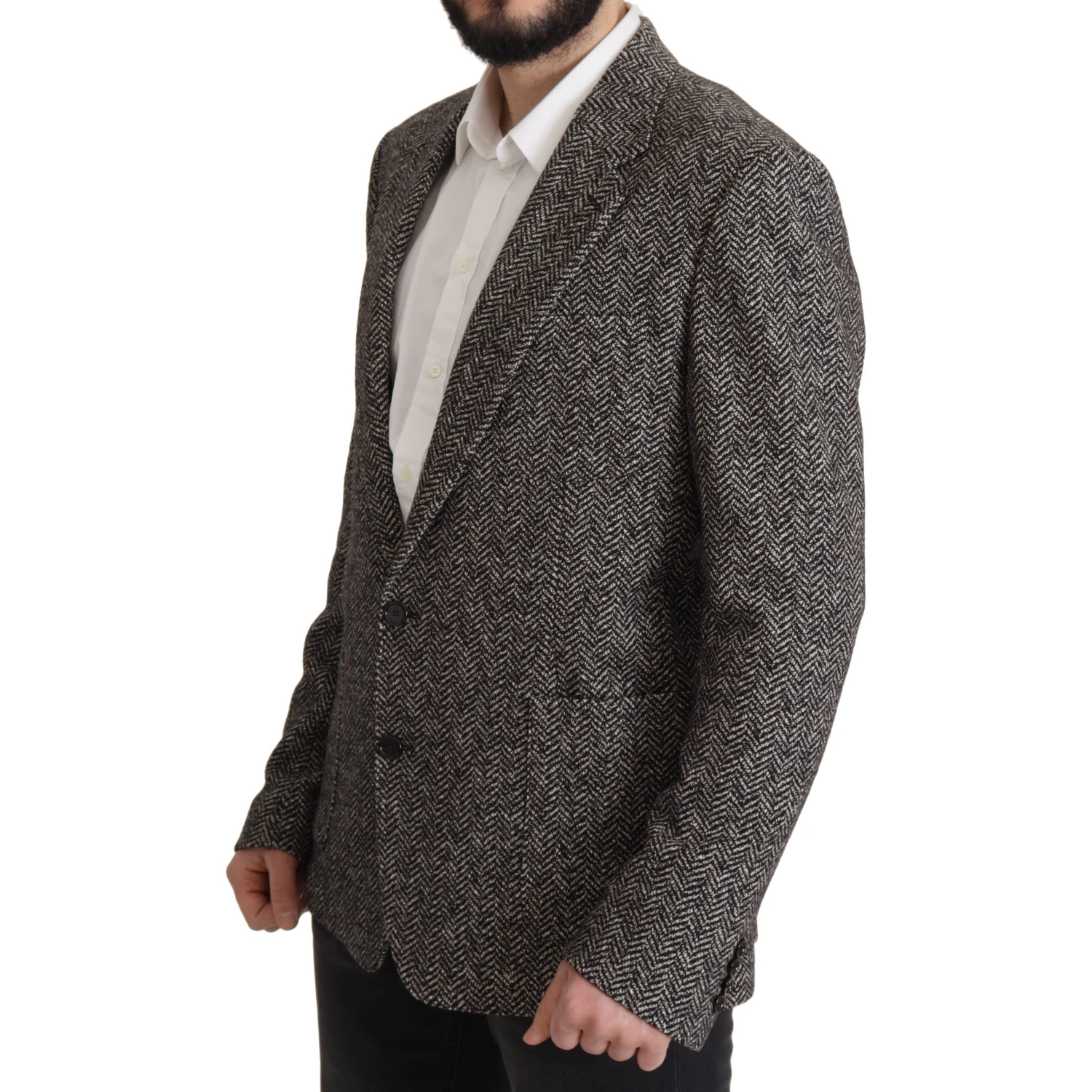 Gray Cotton Single Breasted Fantasy Blazer