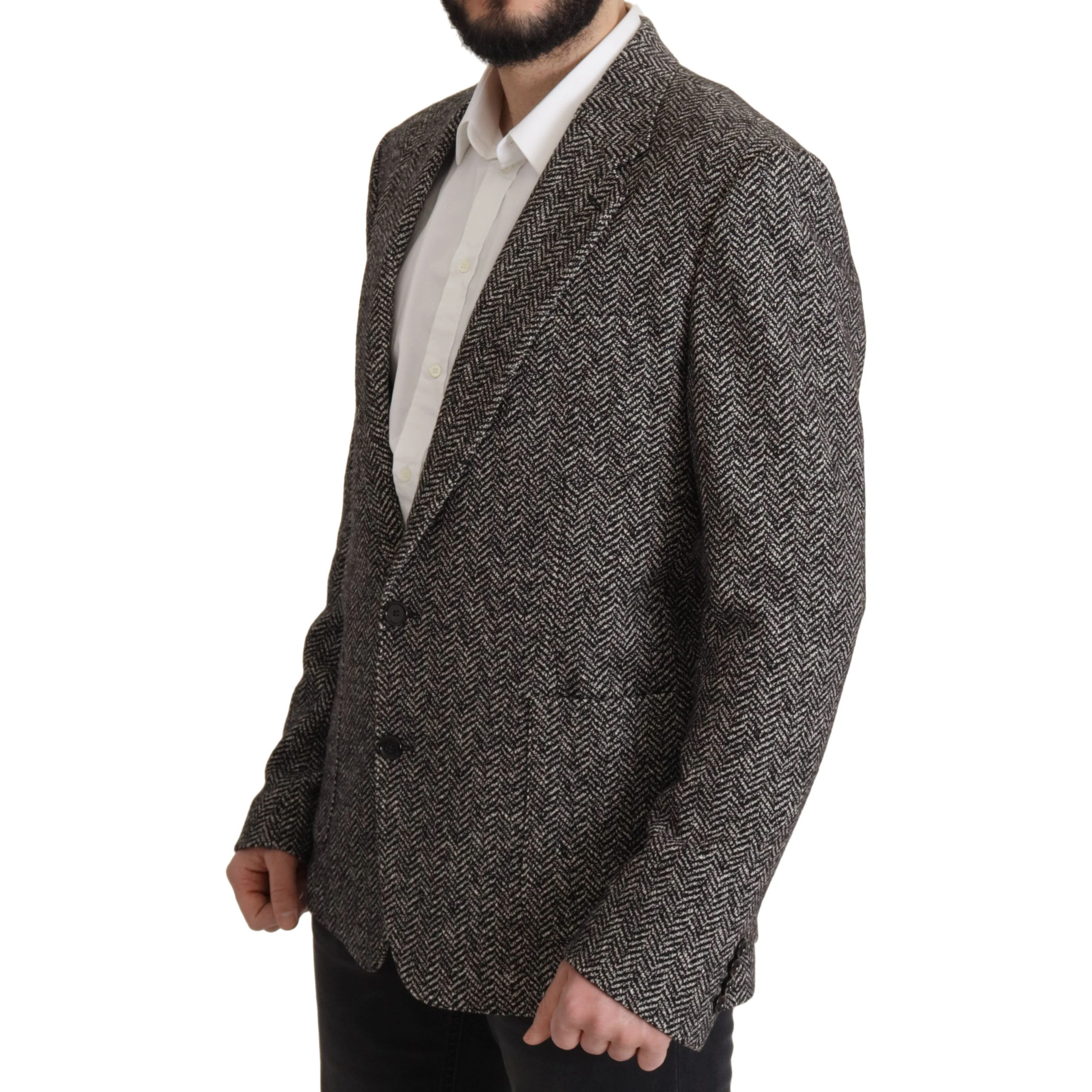 Gray Cotton Single Breasted Fantasy Blazer