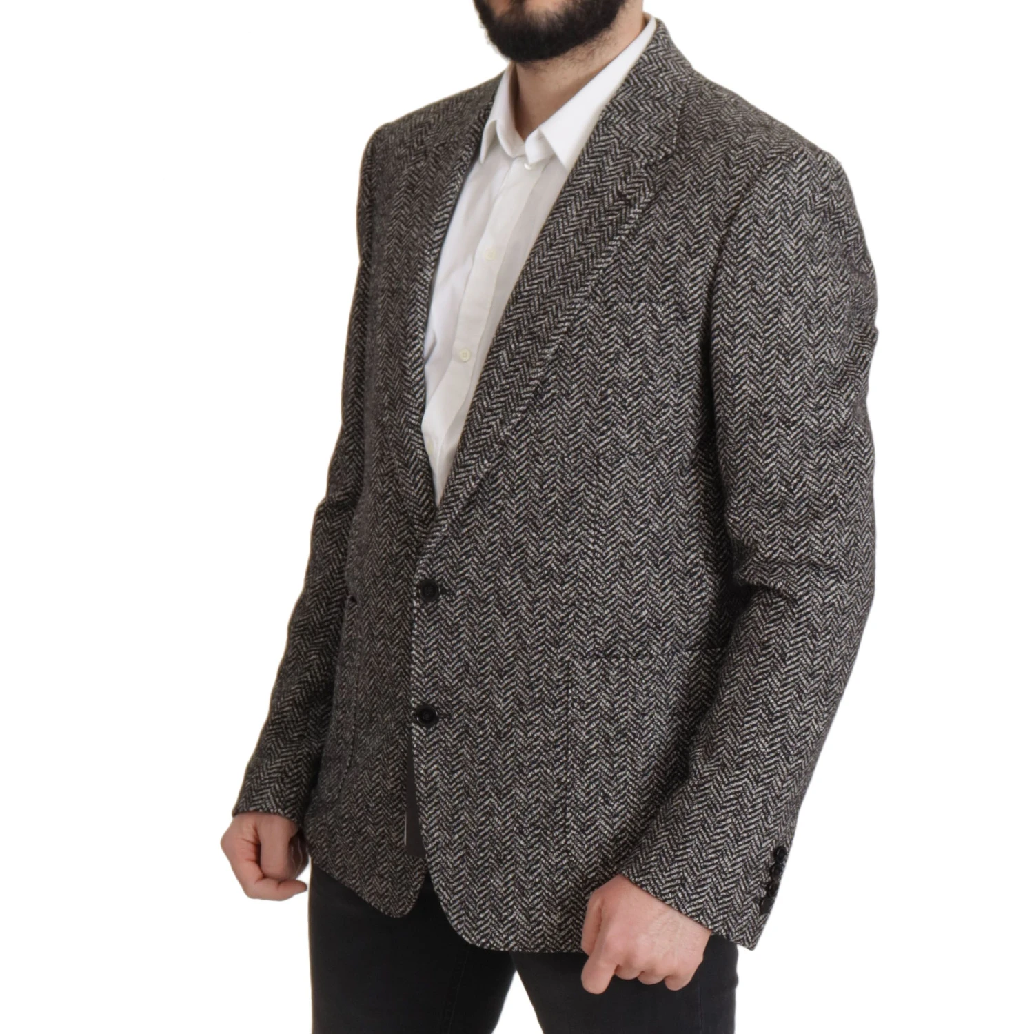 Gray Cotton Single Breasted Fantasy Blazer