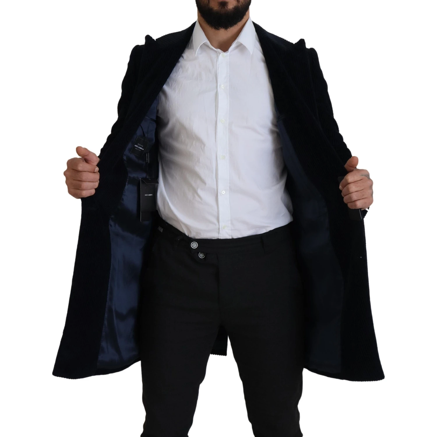 Black Cotton Cardigan Long Coat Men Jacket