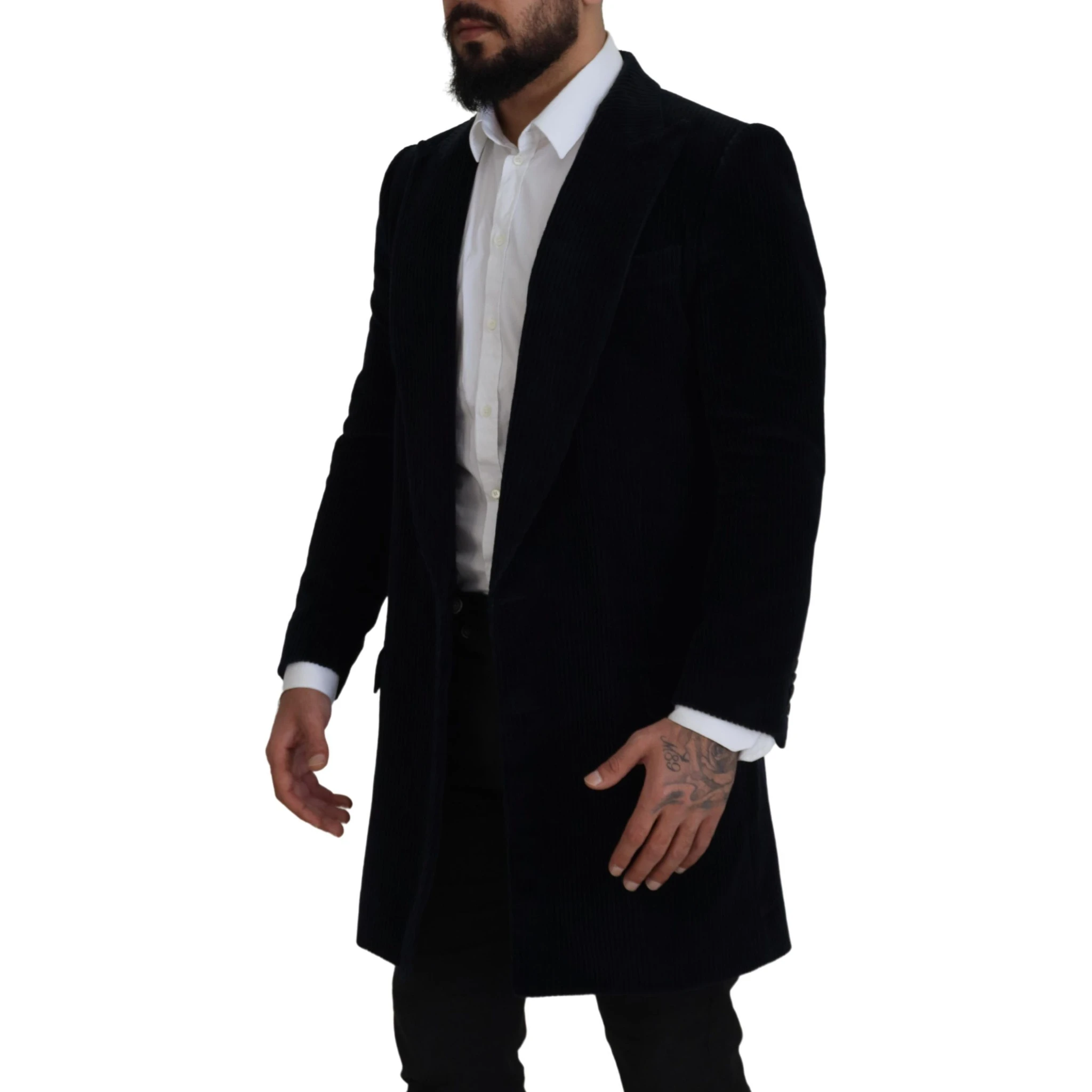 Black Cotton Cardigan Long Coat Men Jacket