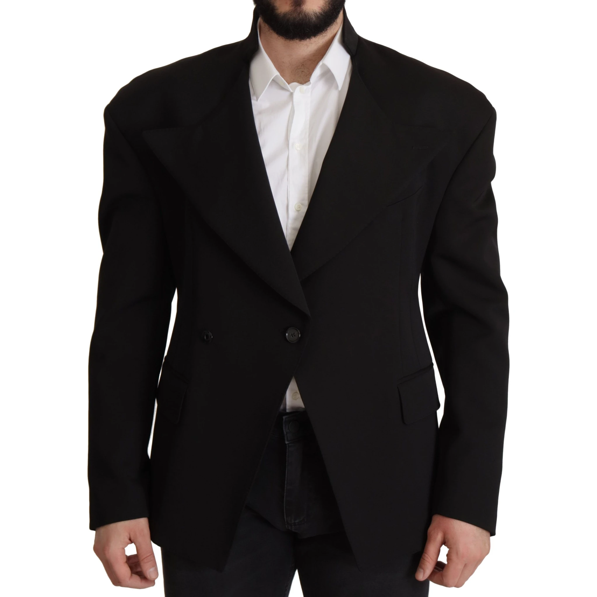 Black Wool Single Breasted Jacket Blazer