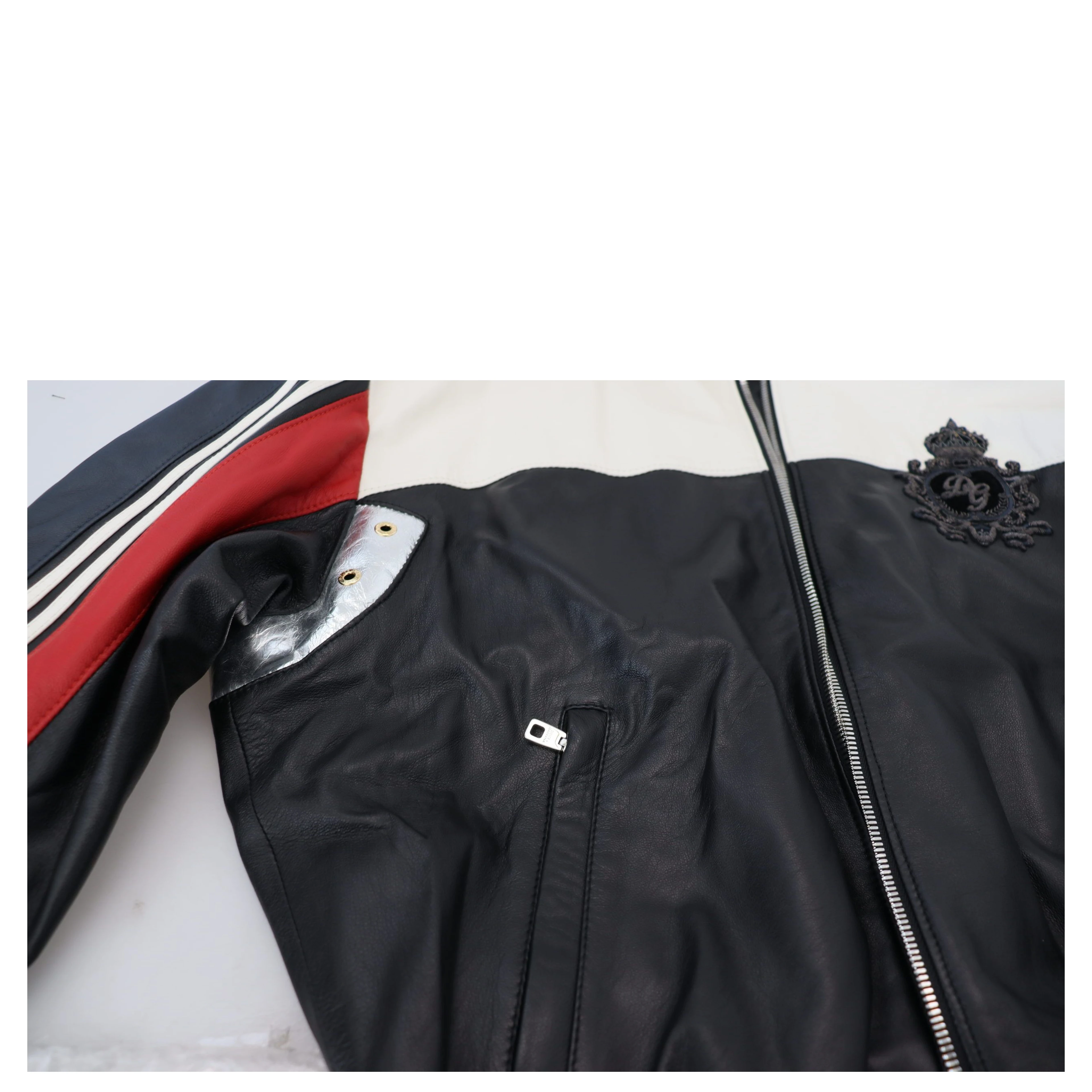 Black Leather Hooded Blouson Coat Jacket