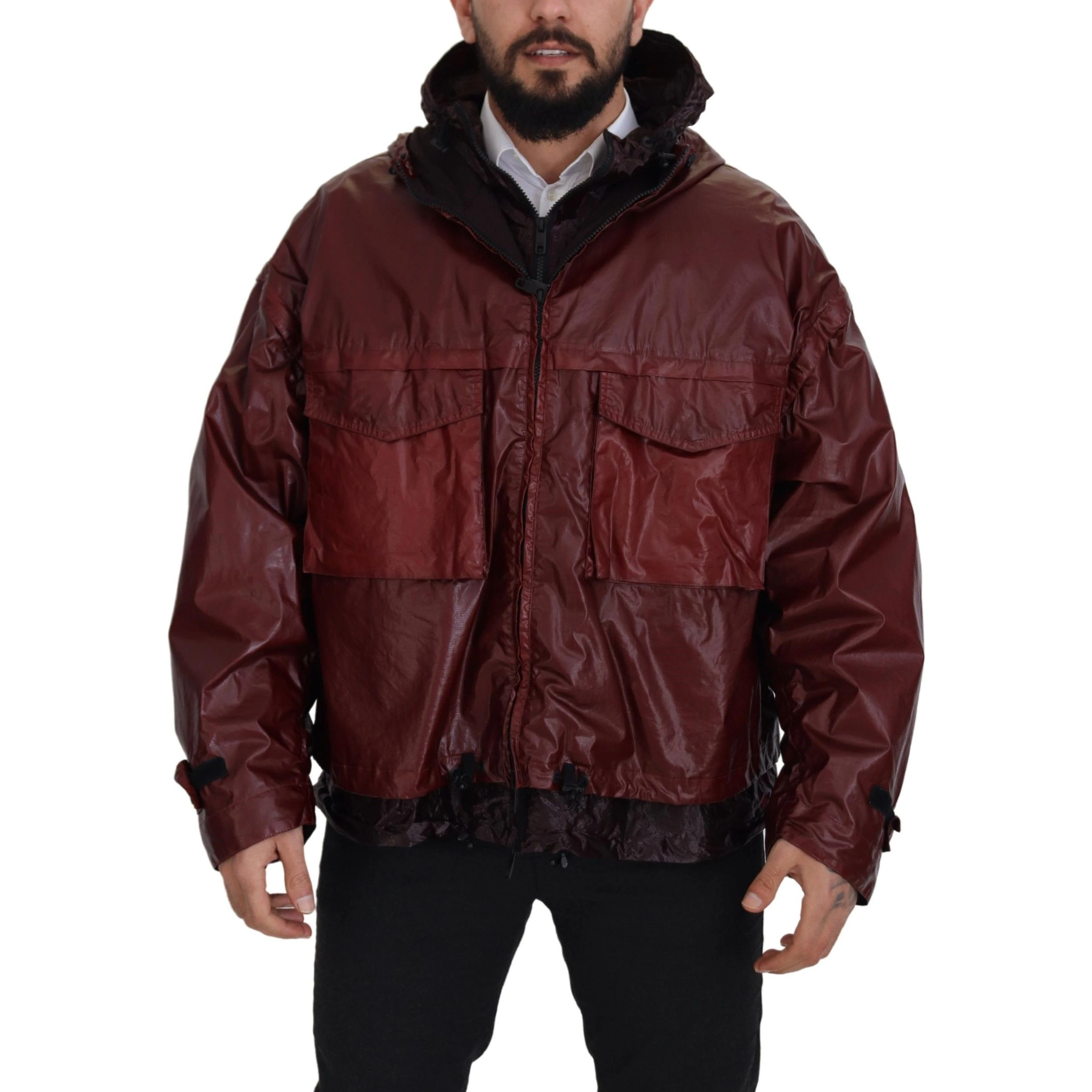Bordeaux Cotton Hooded Full Zip Jacket