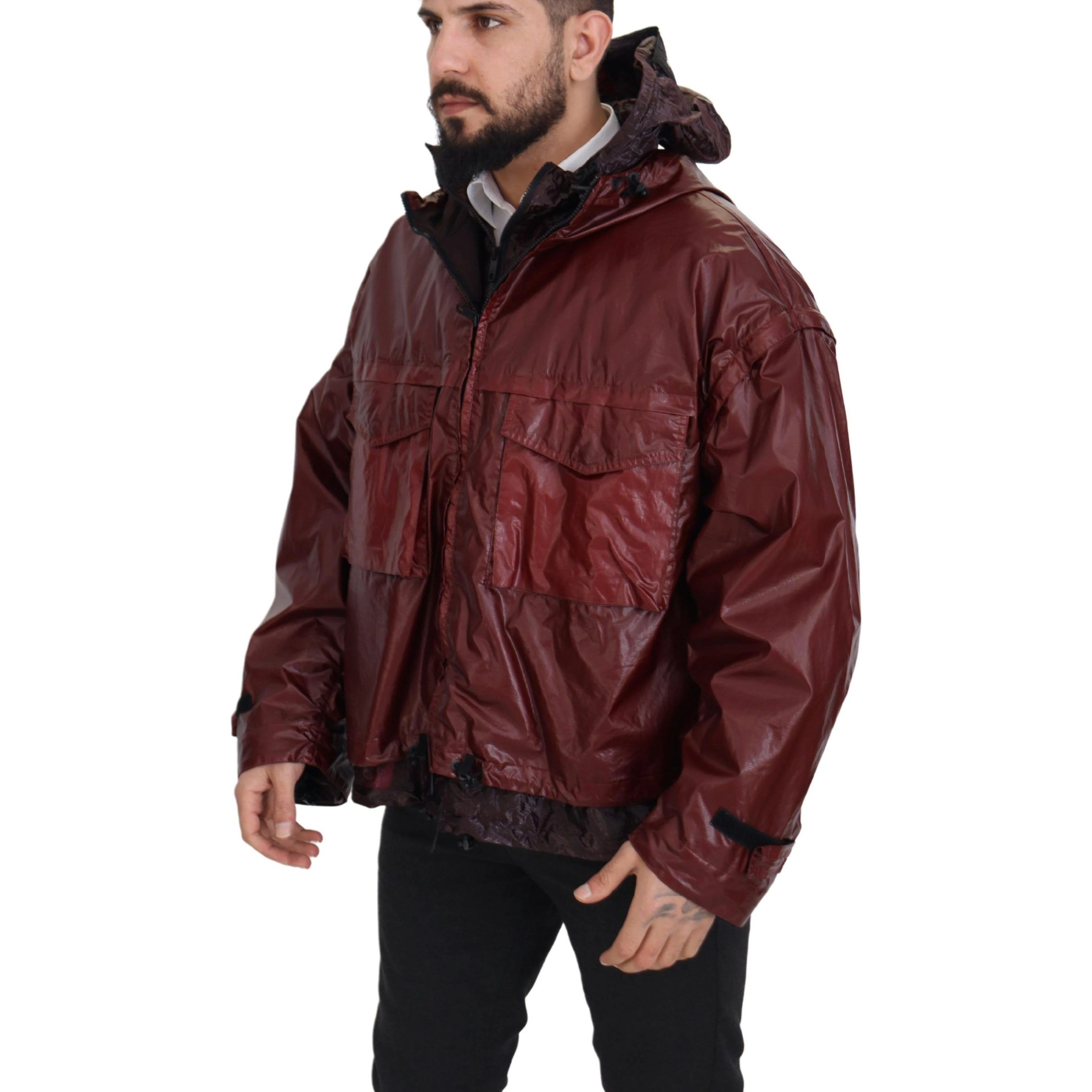 Bordeaux Cotton Hooded Full Zip Jacket