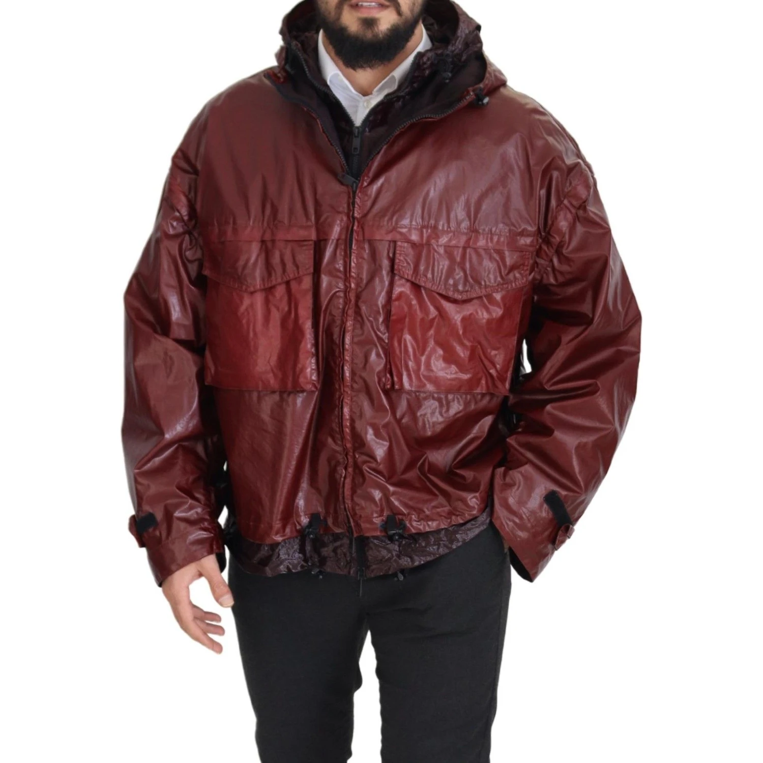 Bordeaux Cotton Hooded Full Zip Jacket