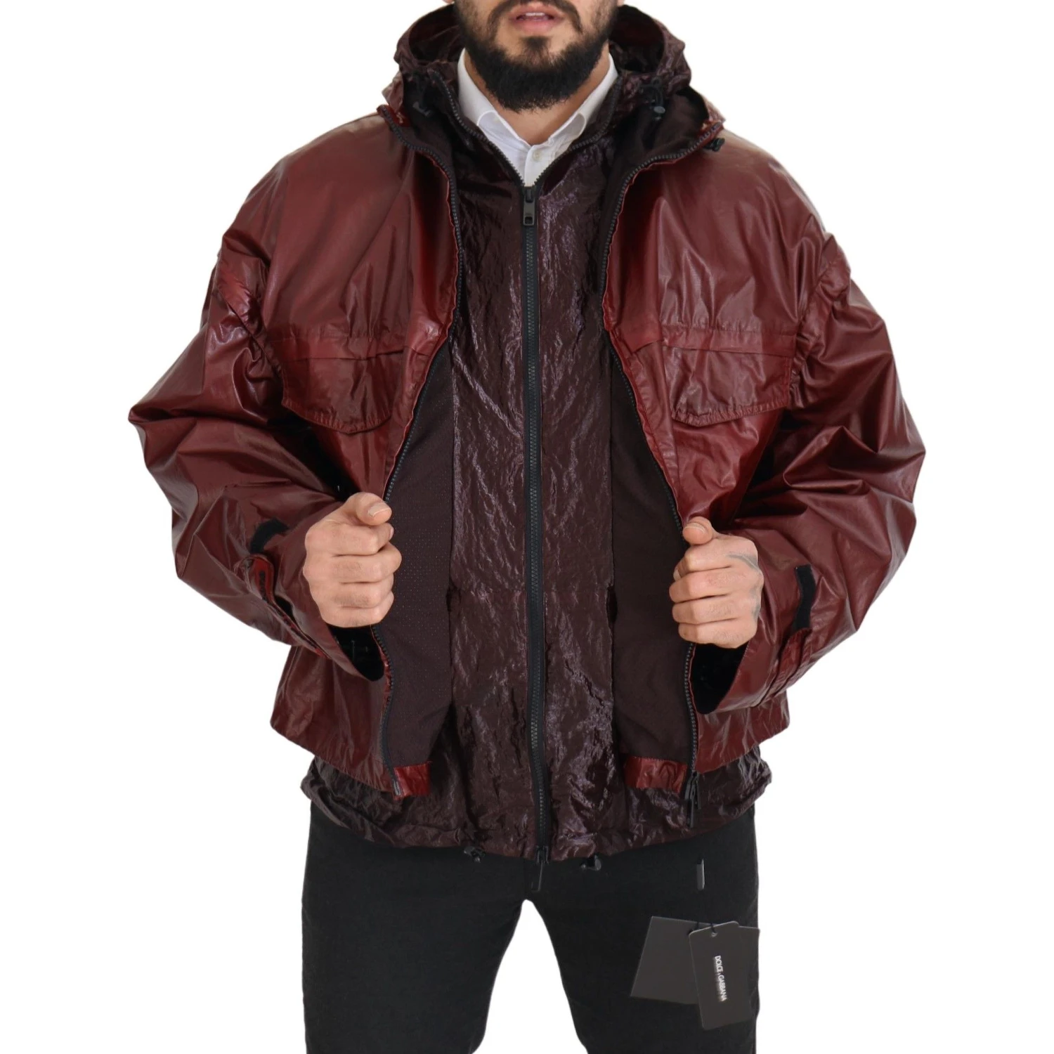 Bordeaux Cotton Hooded Full Zip Jacket