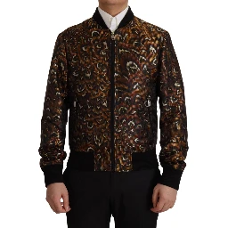 Brown Feather Full Zip Blouson Jacket
