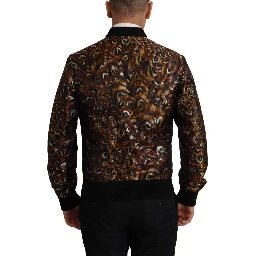 Brown Feather Full Zip Blouson Jacket
