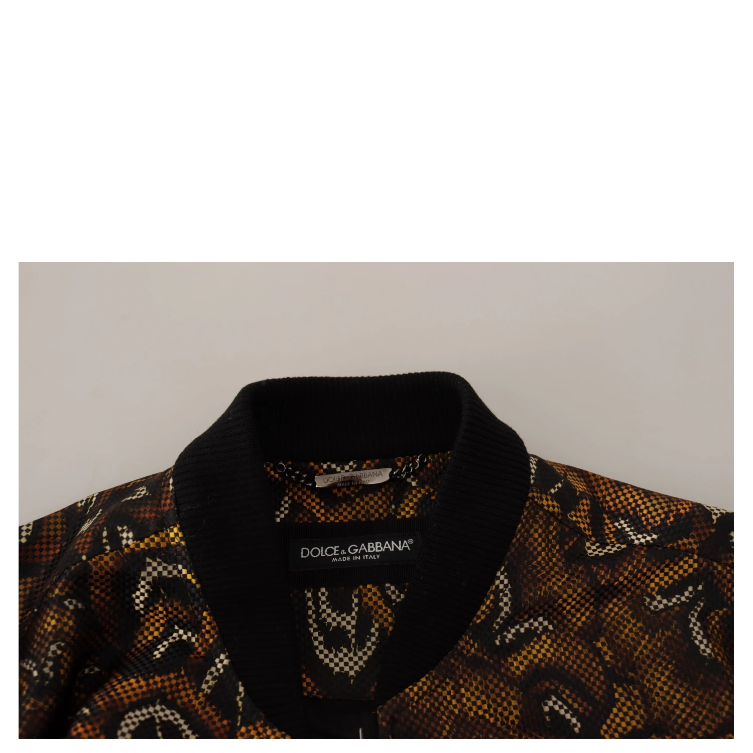 Brown Feather Full Zip Blouson Jacket