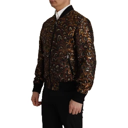 Brown Feather Full Zip Blouson Jacket