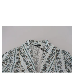 Blue Floral Cotton Robe Coat Jacket