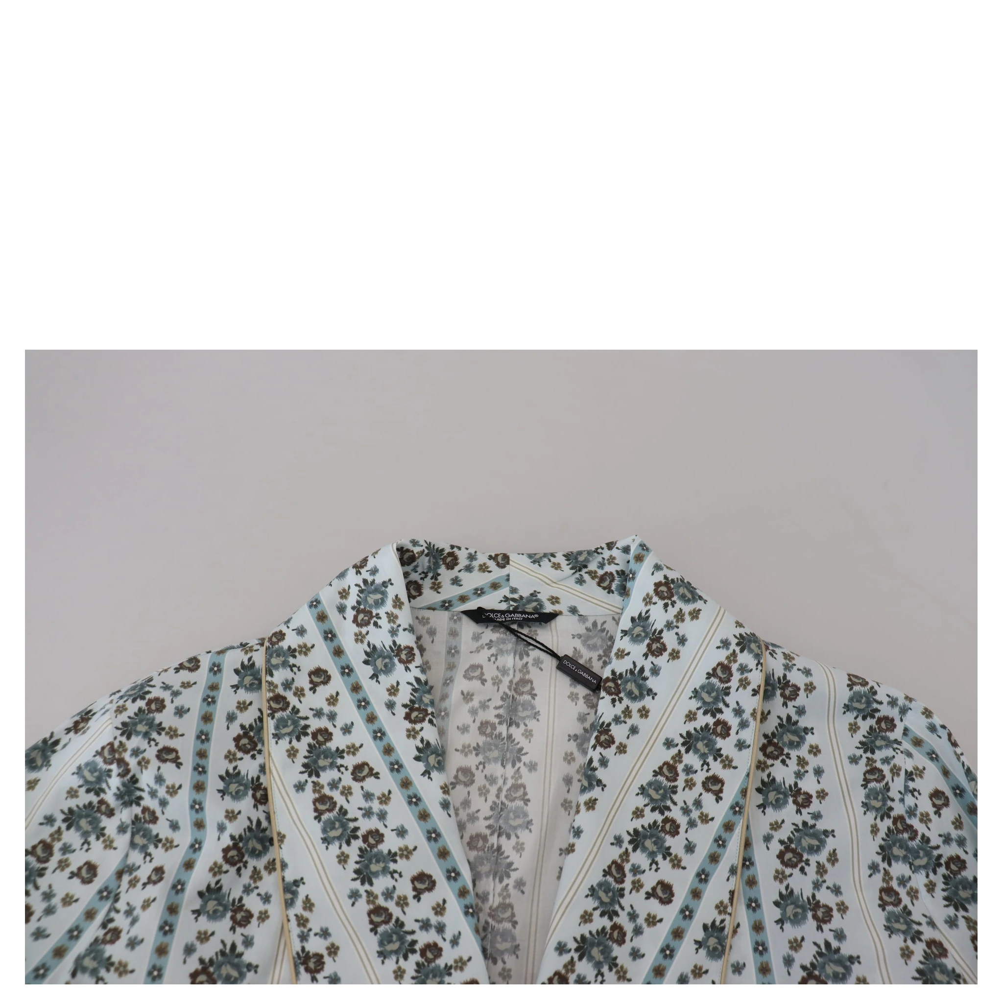 Blue Floral Cotton Robe Coat Jacket