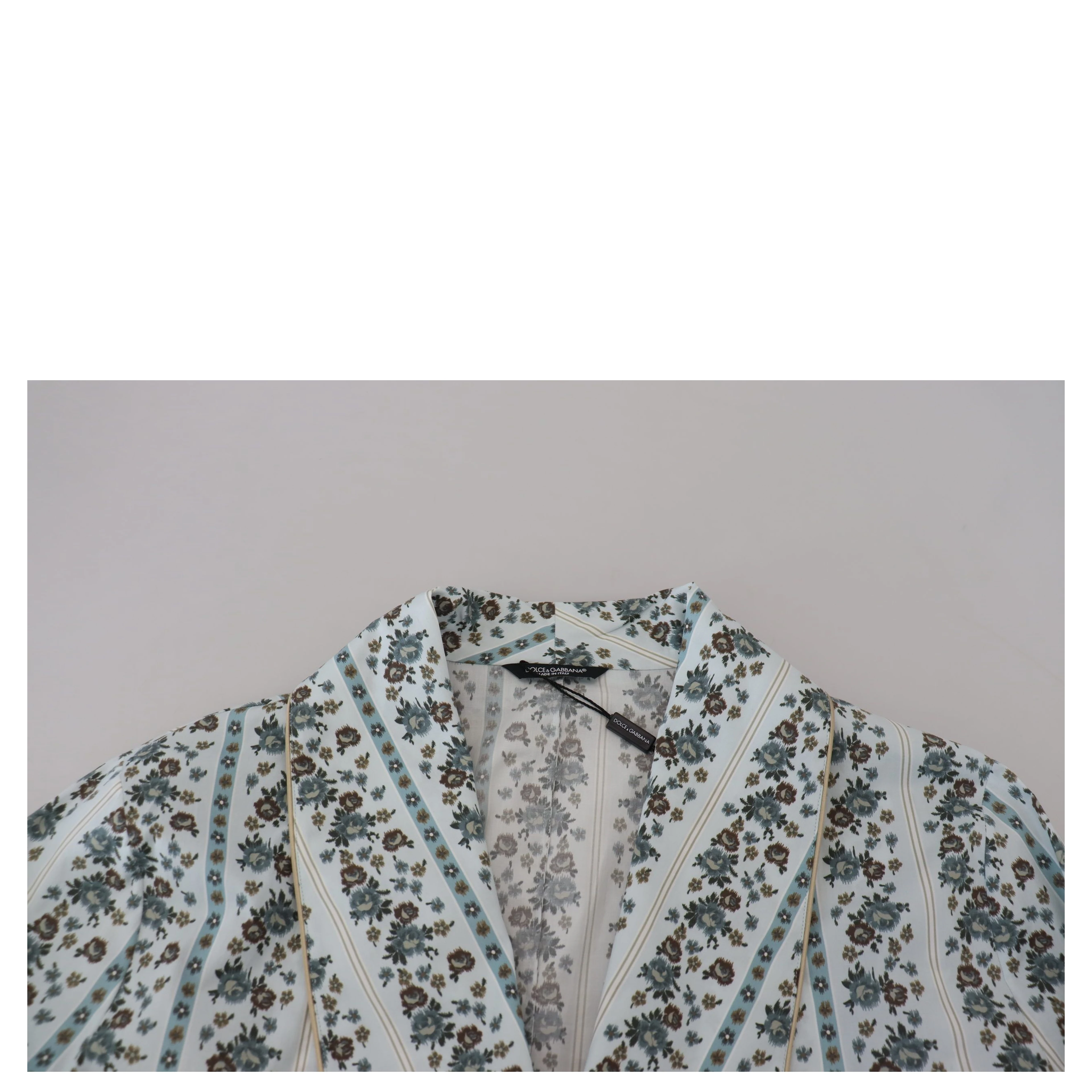 Blue Floral Cotton Robe Coat Jacket