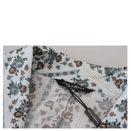 Blue Floral Cotton Robe Coat Jacket