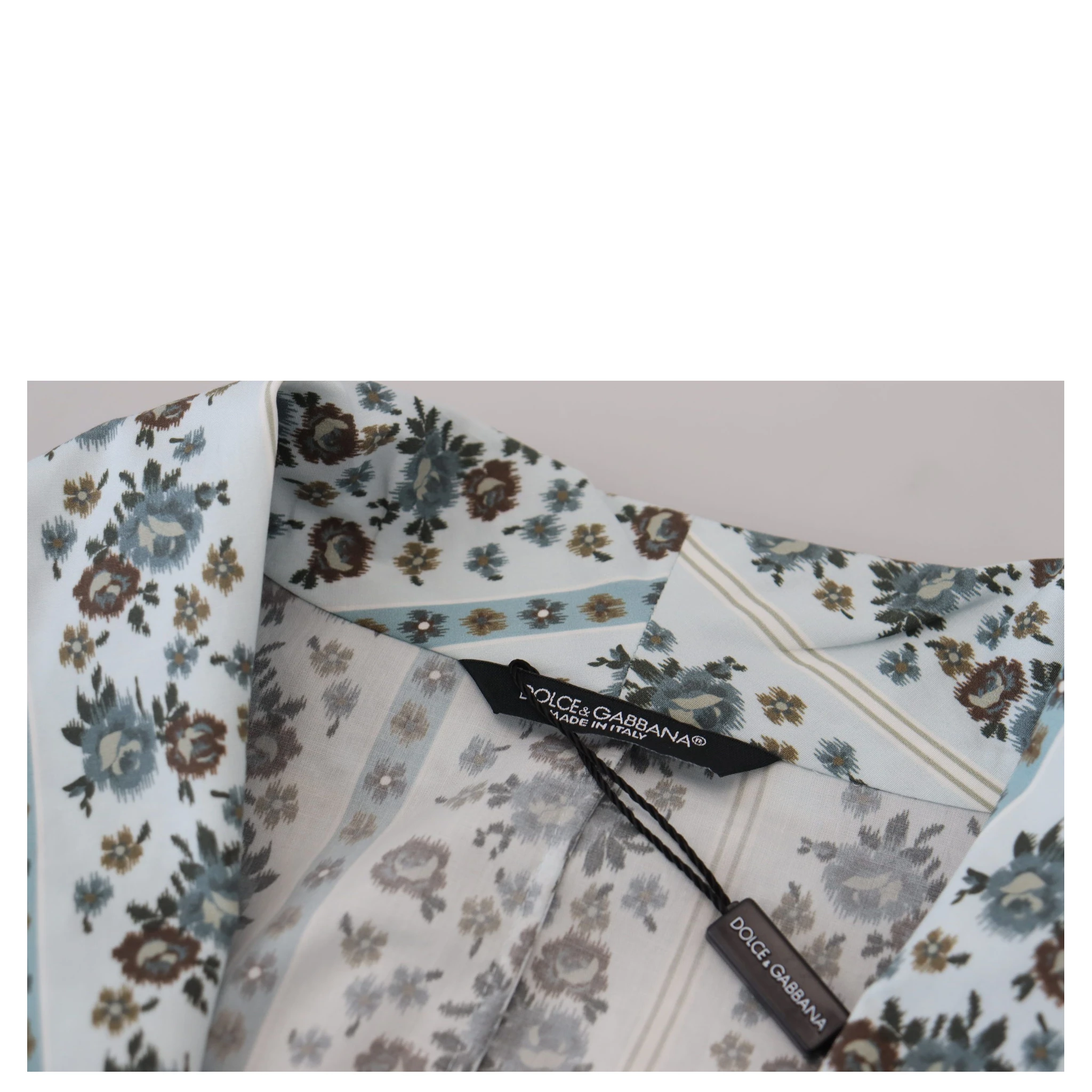 Blue Floral Cotton Robe Coat Jacket