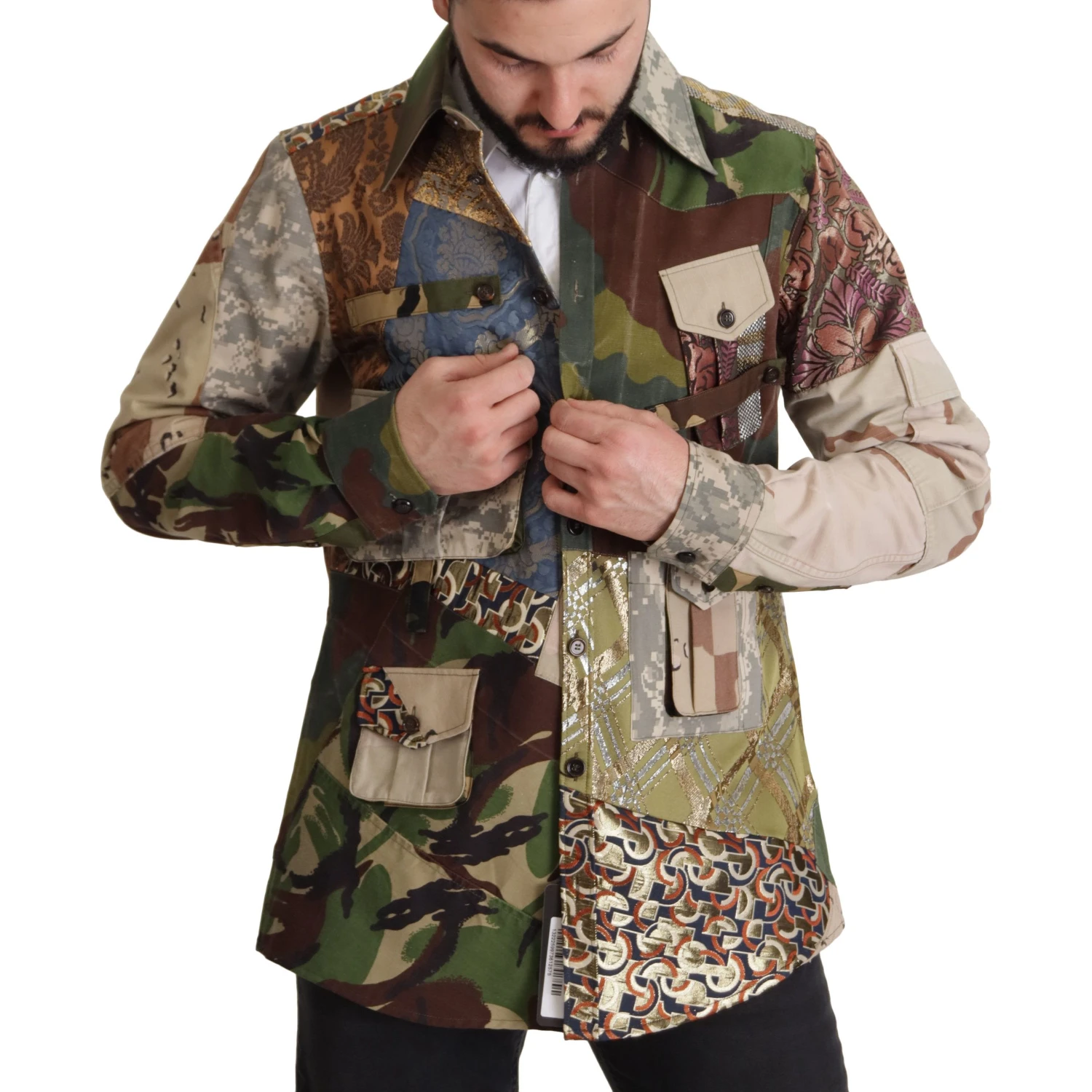 Multicolor Button Down Patchwork Shirt