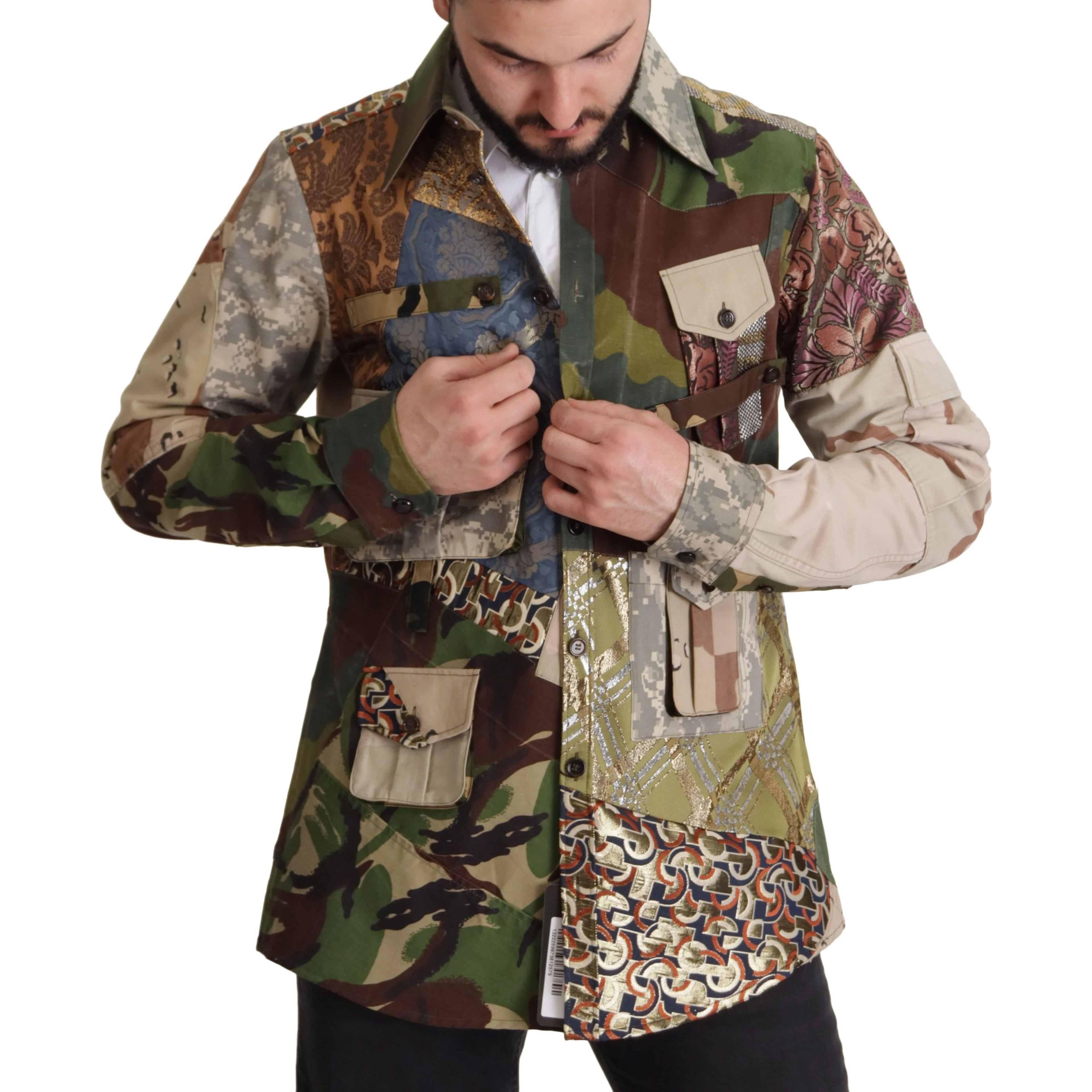 Multicolor Button Down Patchwork Shirt