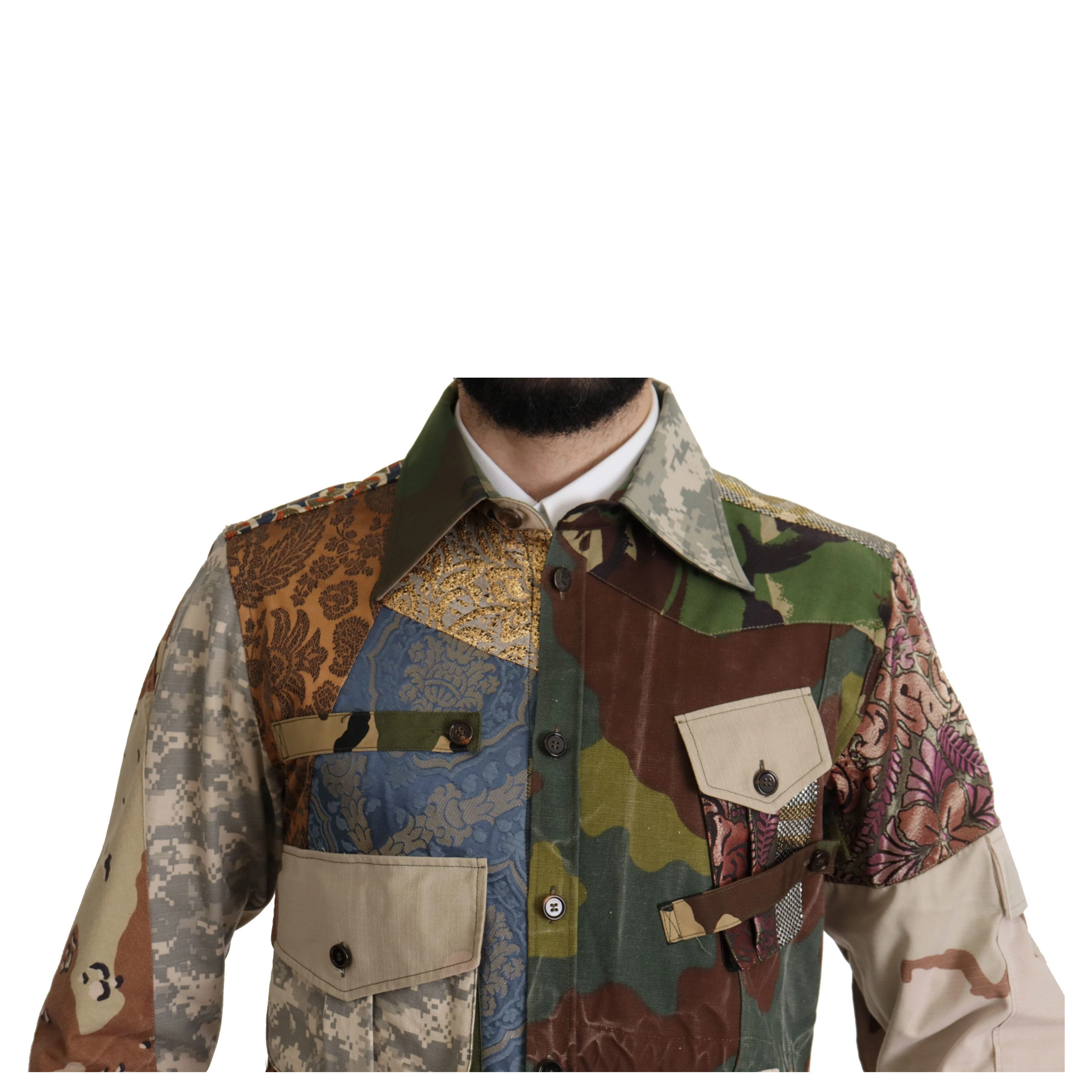 Multicolor Button Down Patchwork Shirt