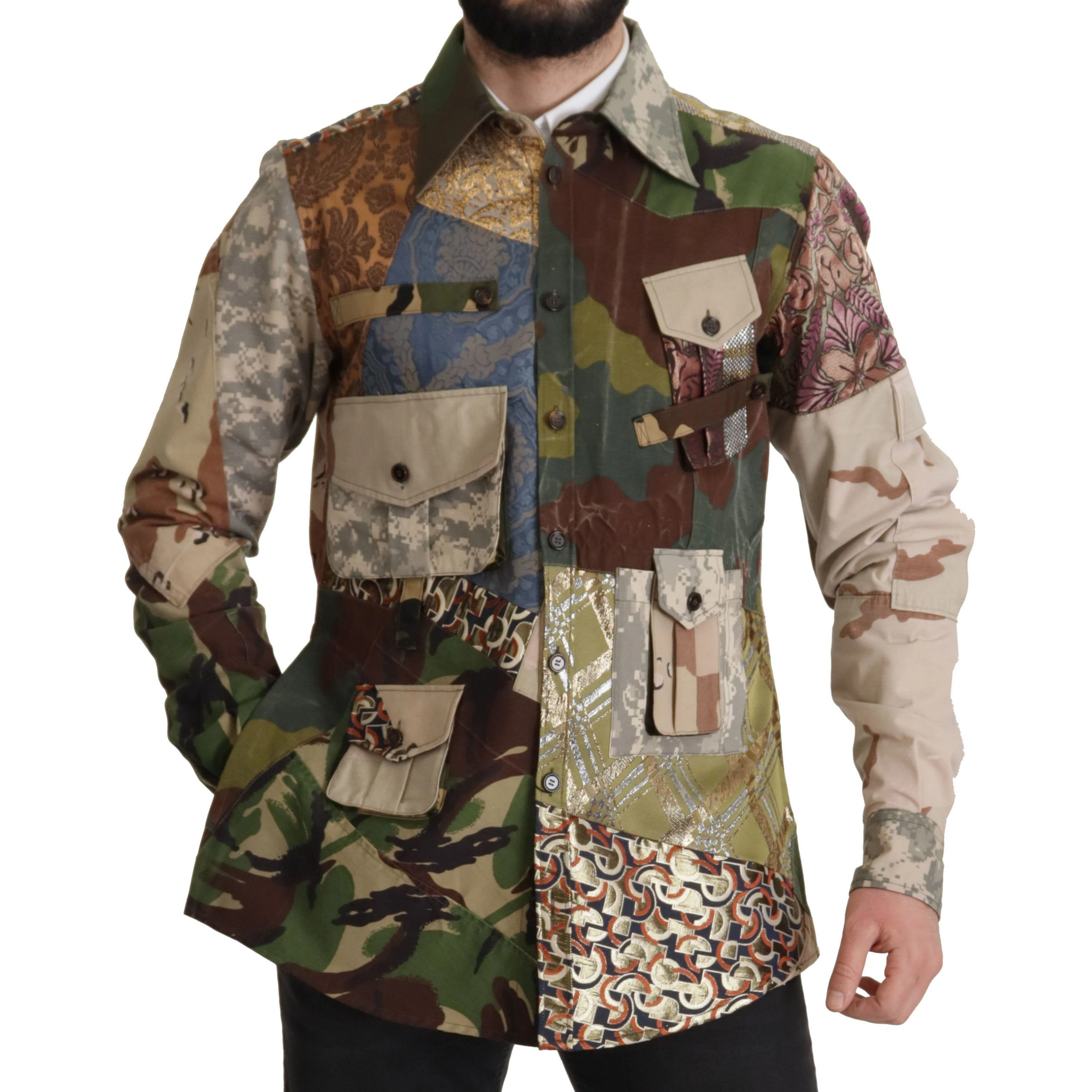 Multicolor Button Down Patchwork Shirt