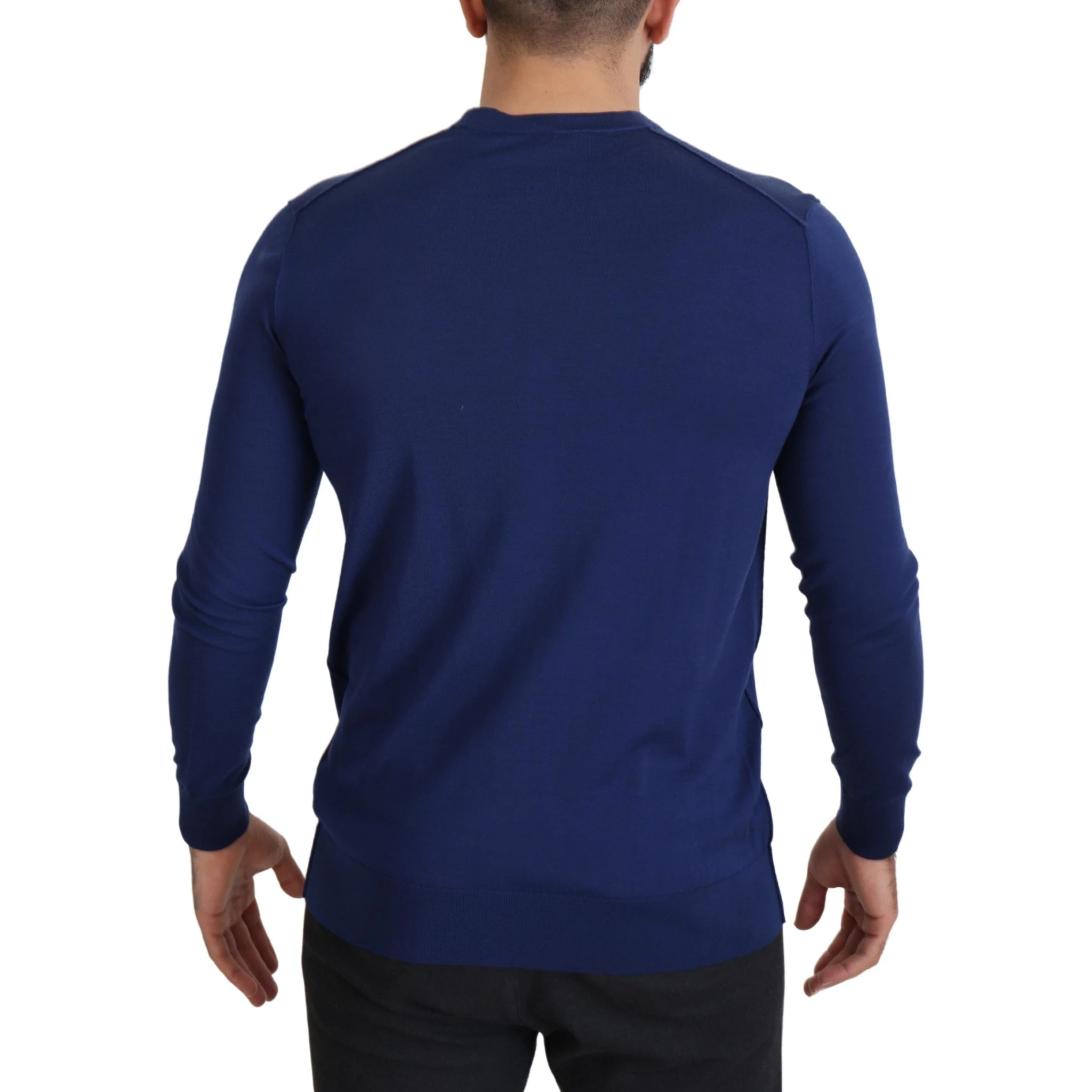 Blue Wool V-neck Button Down Cardigan Sweater