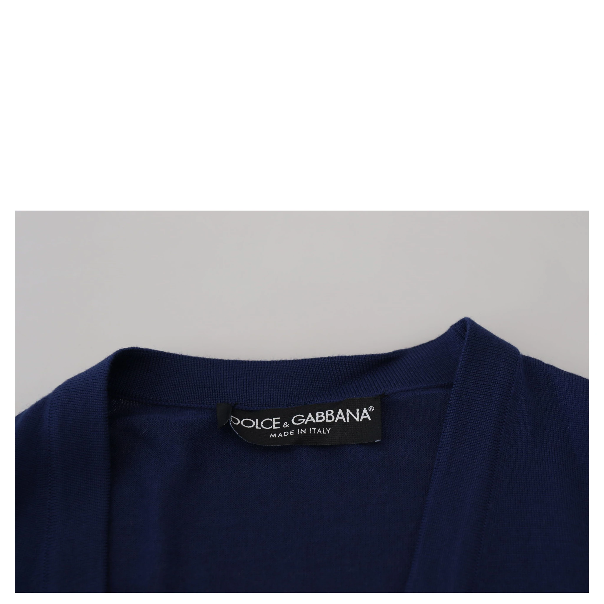 Blue Wool V-neck Button Down Cardigan Sweater