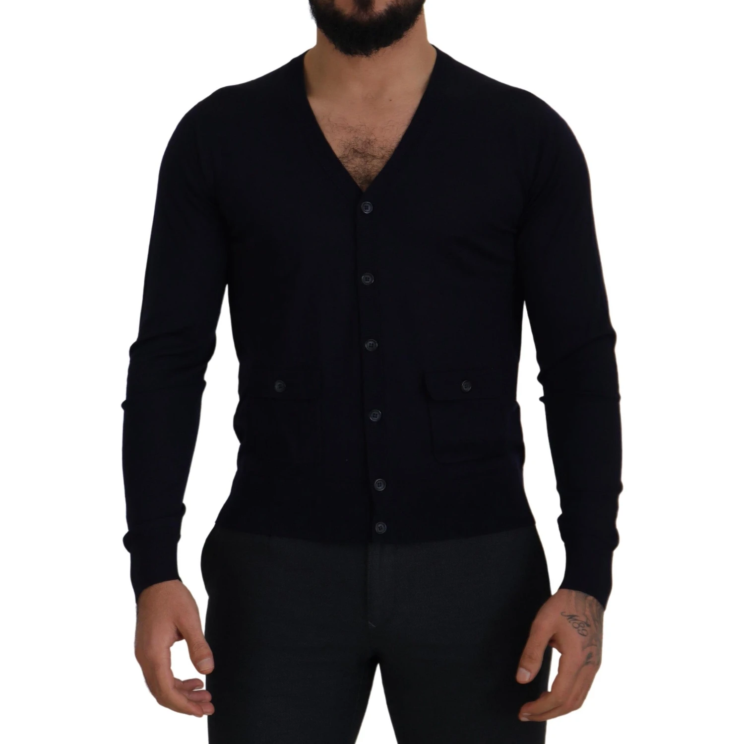 Blue Wool STAFF Down Cardigan Sweater