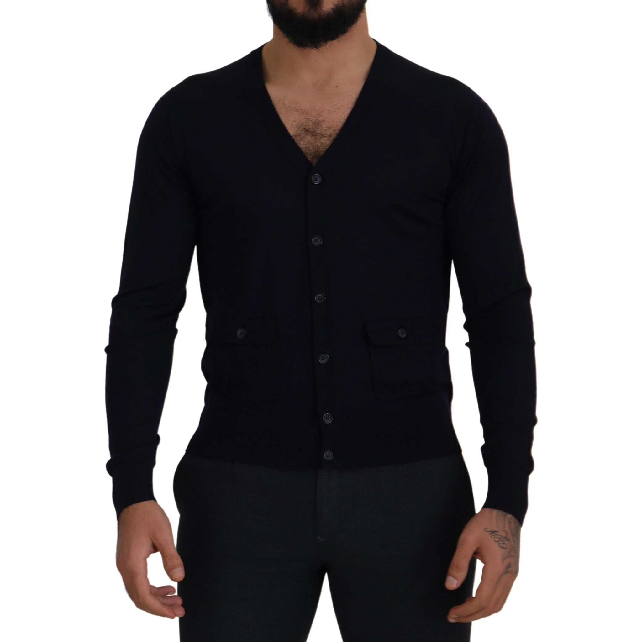 Blue Wool STAFF Down Cardigan Sweater