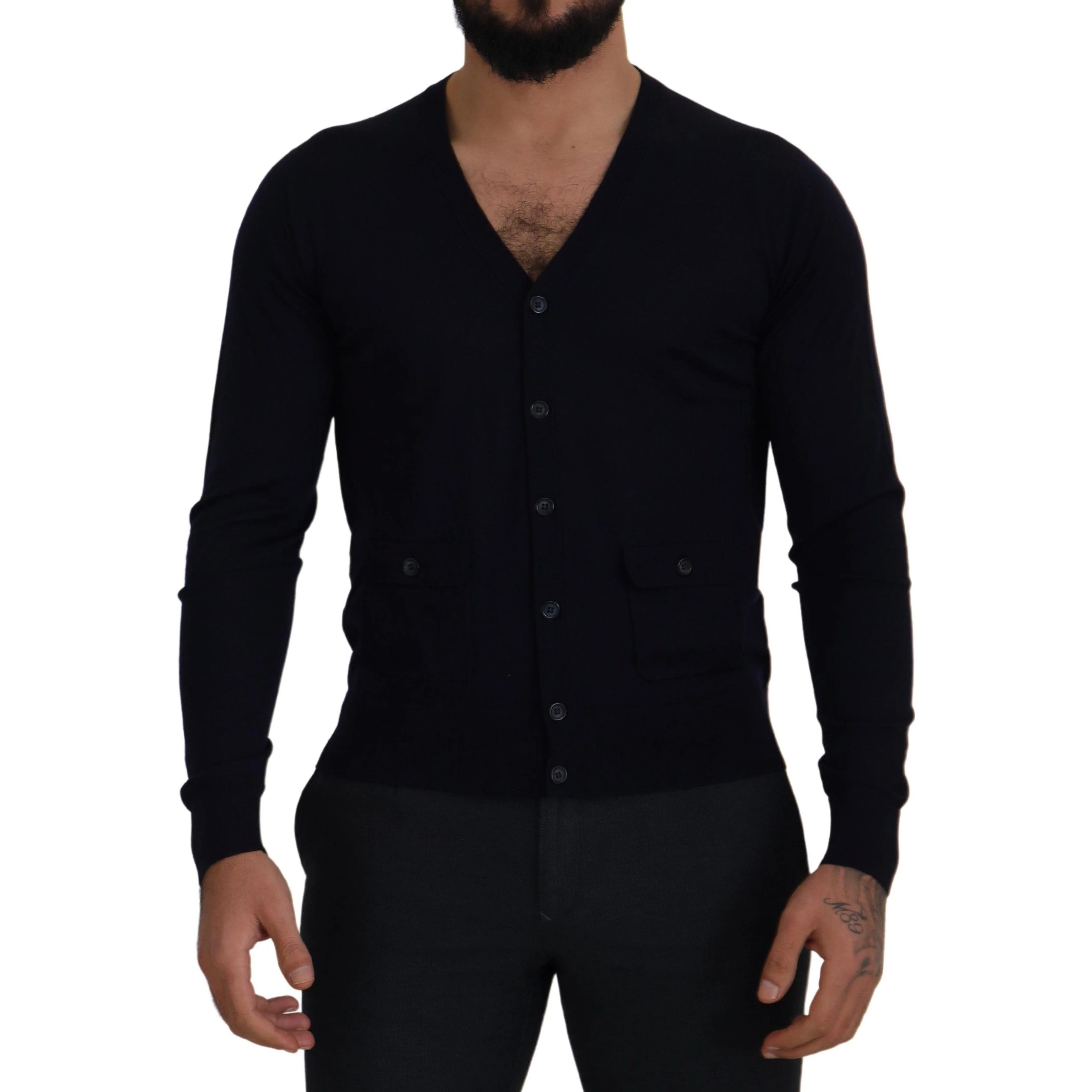 Blue Wool STAFF Down Cardigan Sweater