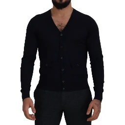 Blue Wool STAFF Down Cardigan Sweater