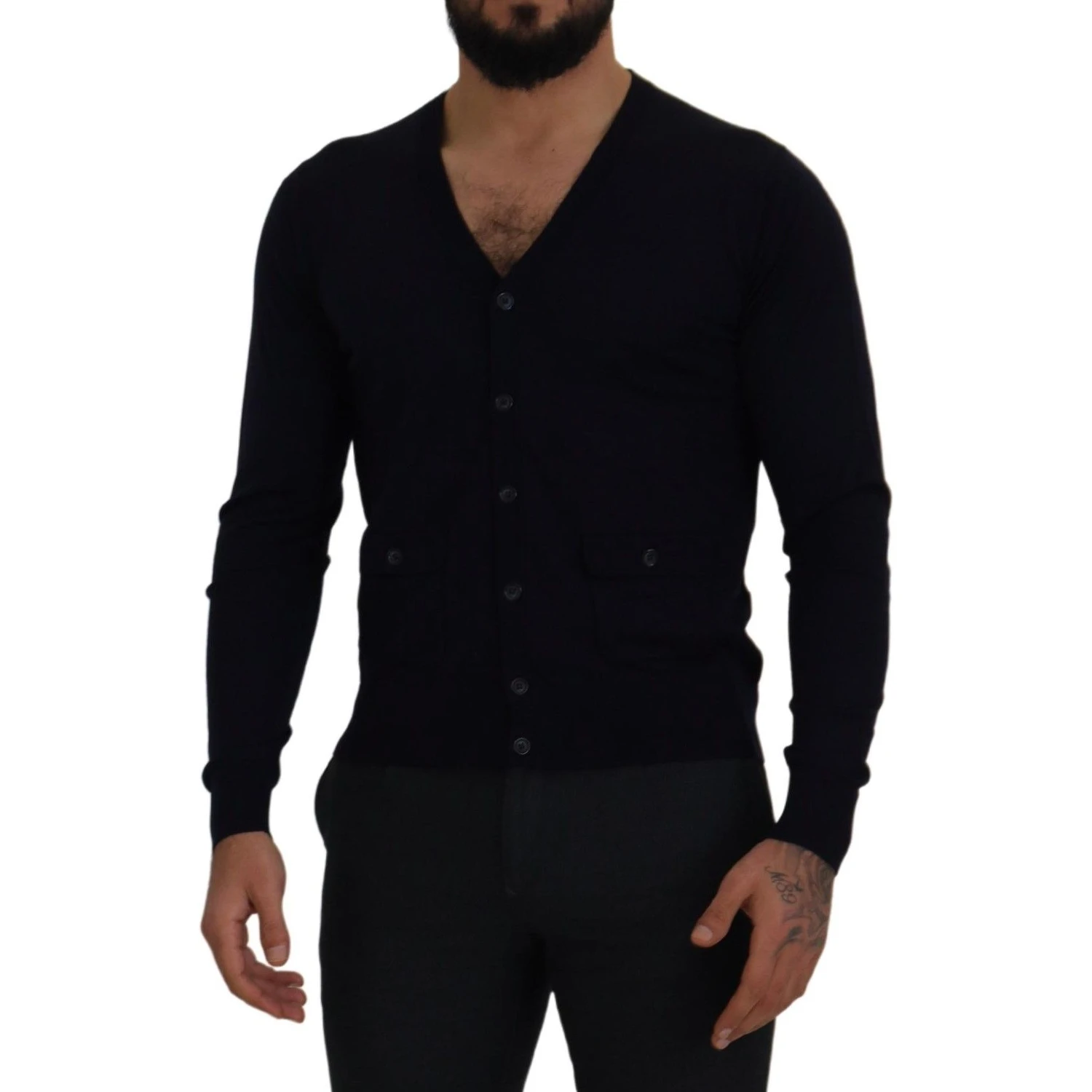 Blue Wool STAFF Down Cardigan Sweater