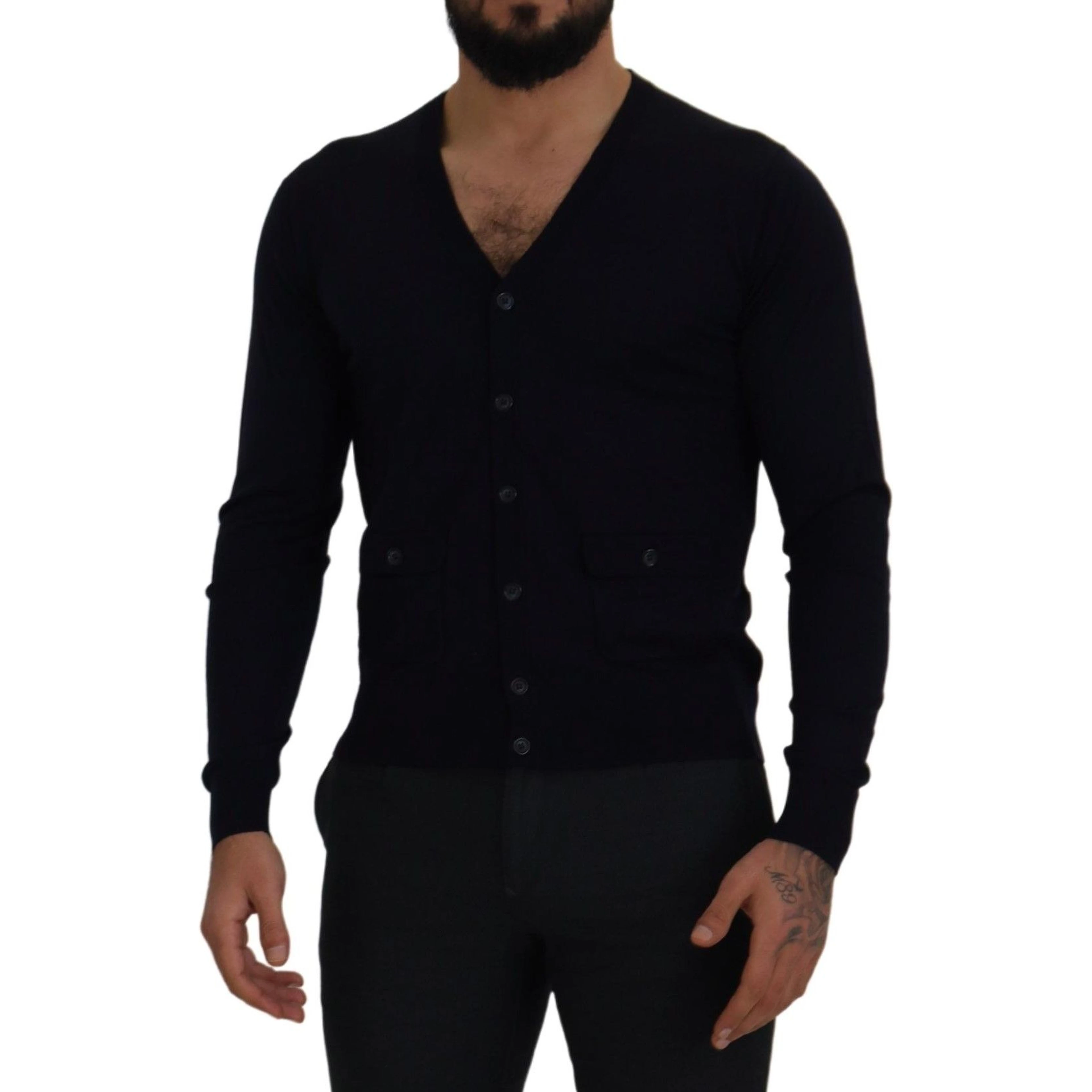 Blue Wool STAFF Down Cardigan Sweater
