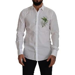 White Cotton Peacock Feather Formal GOLD Shirt