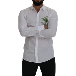 White Cotton Peacock Feather Formal GOLD Shirt