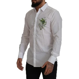 White Cotton Peacock Feather Formal GOLD Shirt