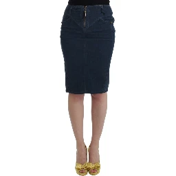 Blue corduroy pencil skirt