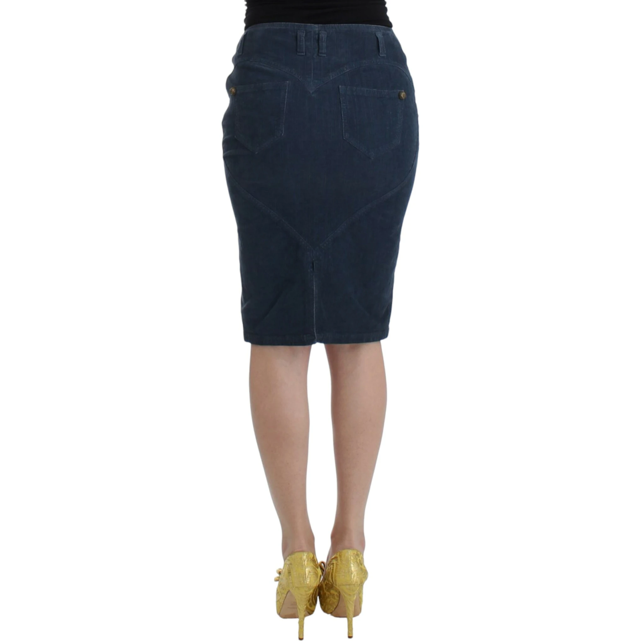 Blue corduroy pencil skirt