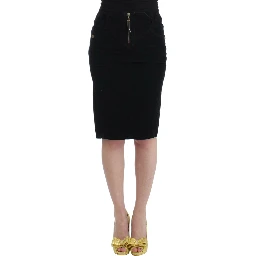 Black Corduroy Pencil Skirt