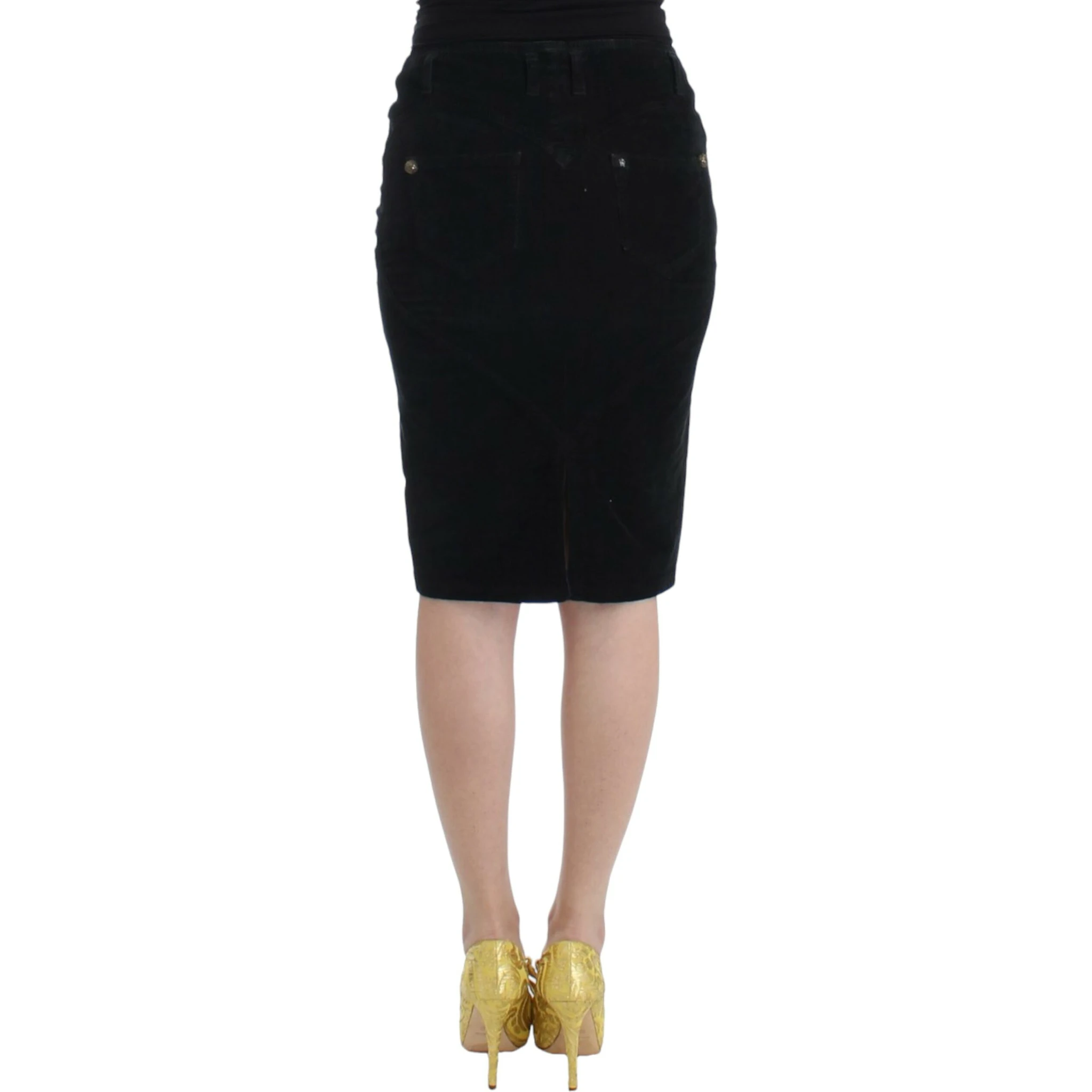 Black Corduroy Pencil Skirt
