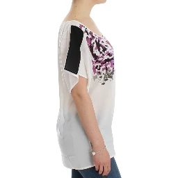 White motive print blouse