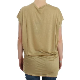 Beige motive print t-shirt