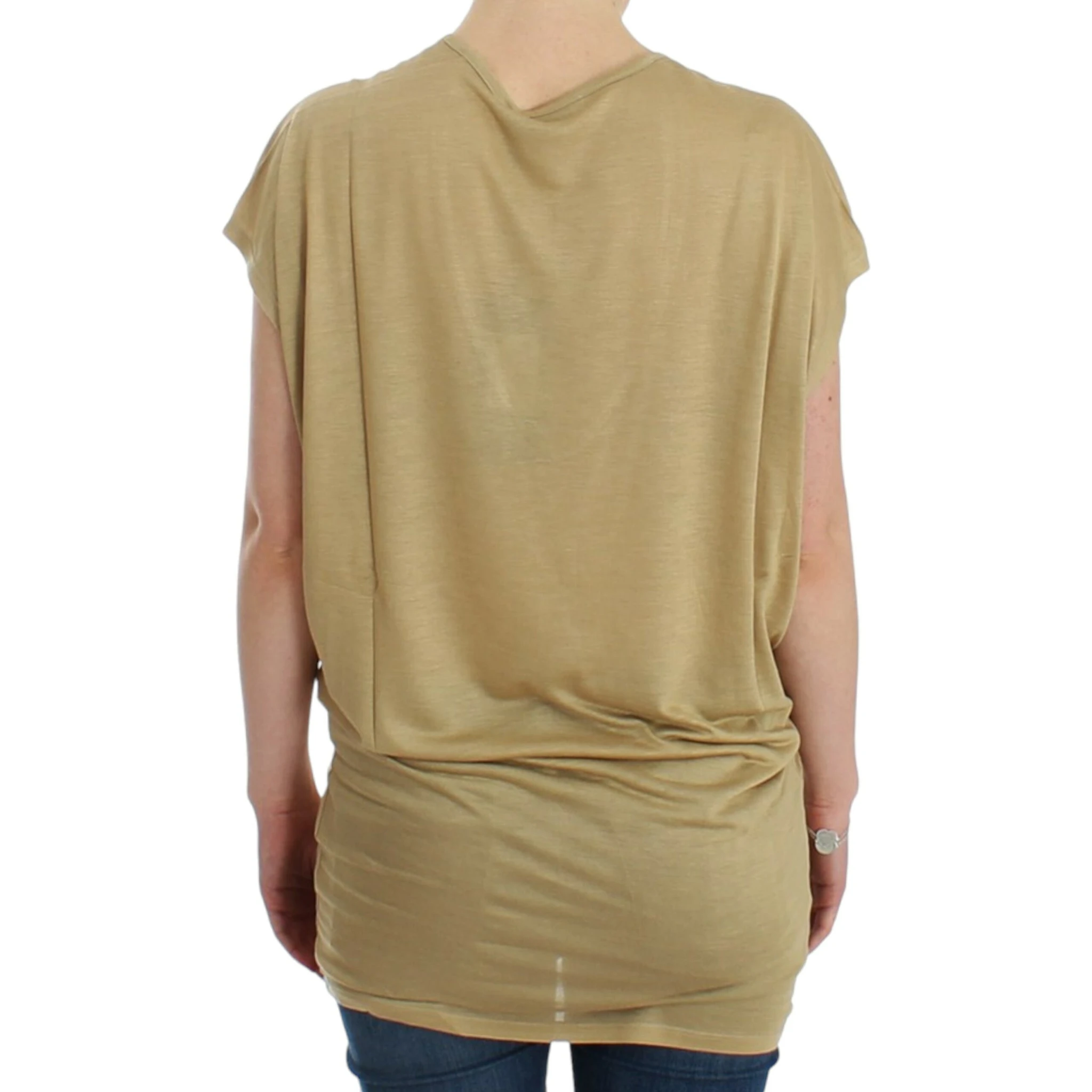 Beige motive print t-shirt
