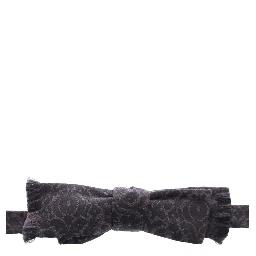 Gray Black Wool Bow Tie